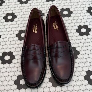NEW Bass Weejuns Whitney wine oxblood maroon burgundy leather loafers brown 8